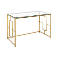 SCHREIBTISCH - Glas & Stahl - Goldfarben & Transparent - CLOTILDE - Goldfarben, Glas (120/60/75.6cm) - Pascal Morabito