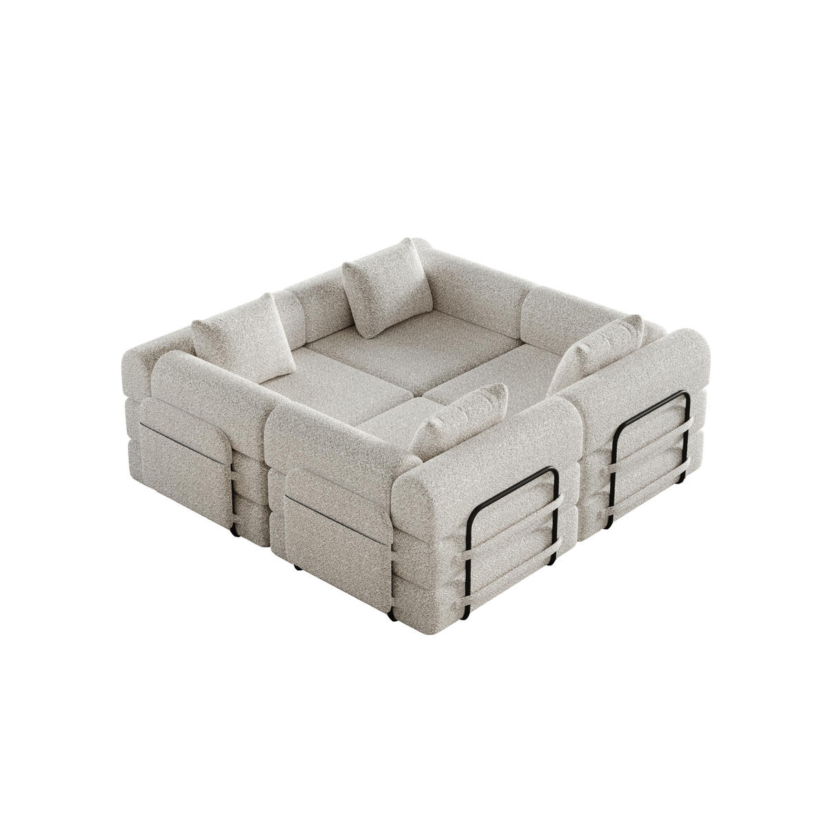 SCHLAFSOFA 2-in-1 aus Chenille, mit Armlehnen-Staufach, 91,4/183,8/69,8 cm, Beige - Beige, Textil (91.4/69.8/183.8cm) - Redom