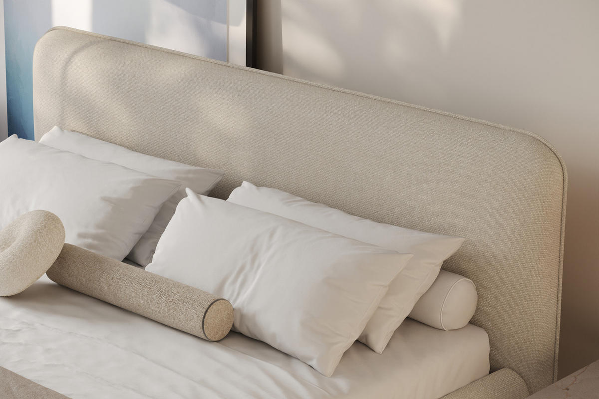 POLSTERBETT ODETTE mit Bettkasten, Beige Storm 02 - 160x200 cm - Kaschmir/Beige, Holz/Textil (160/200cm) - mybed.