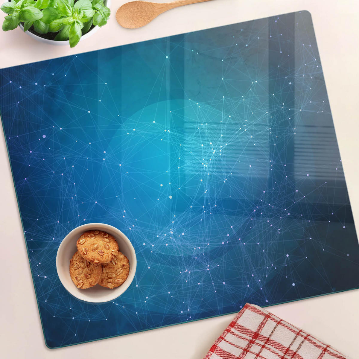 GLASPLATTE 60x52 cm Fiktion - Blau, Glas (60/0.4/52cm) - TULUP