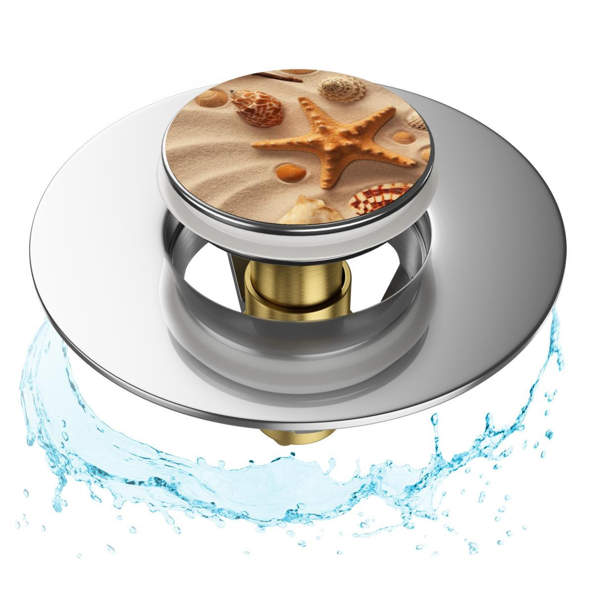 WASCHBECKENSTÖPSEL Pop-Up Sanibel - Beige, Metall (6/4/5cm) - Sanilo