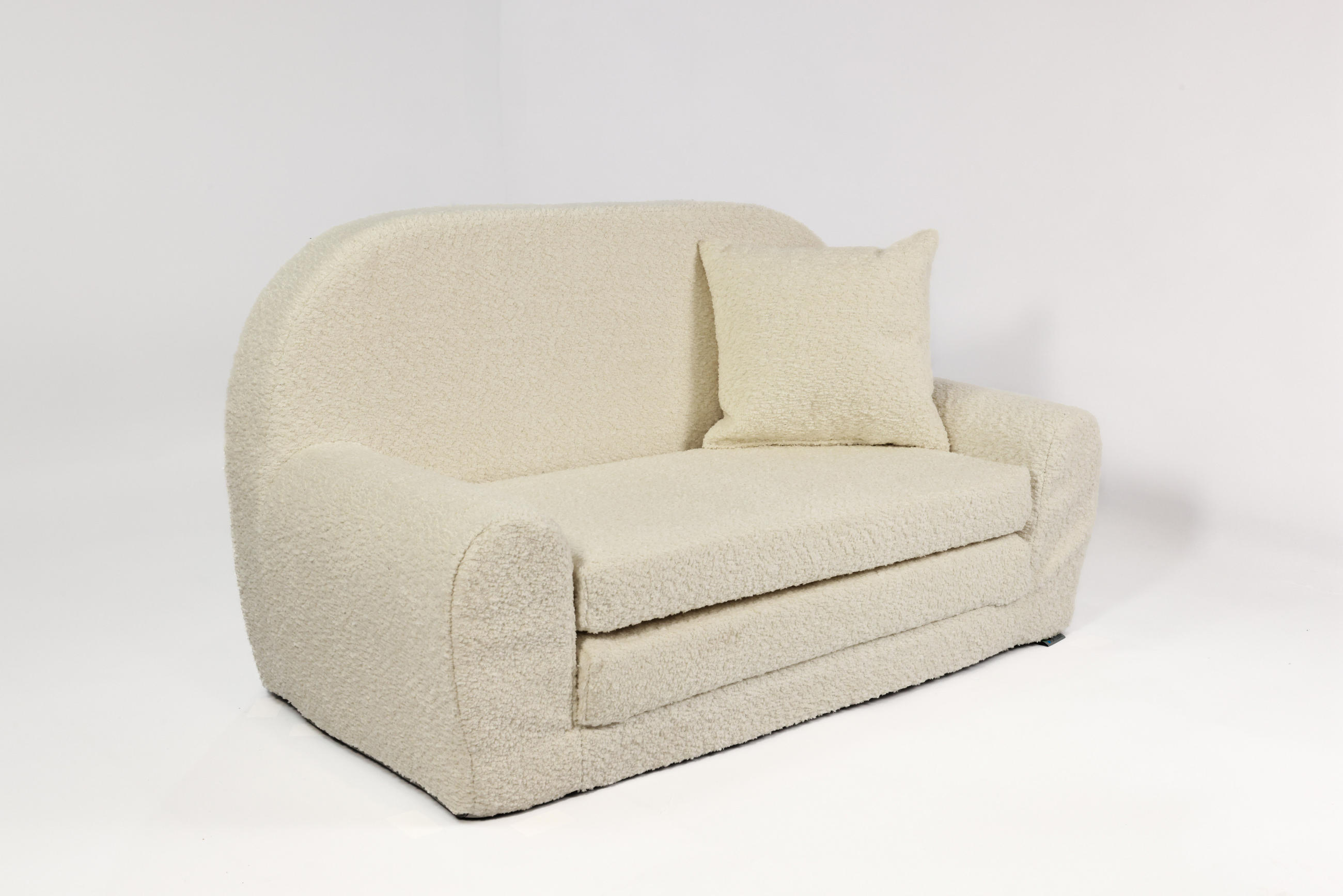 MINI-SOFA David - Ausklappbares Kindersofa aus Teddystoff in beige - Beige, Textil (78/45/104cm) - Fortisline