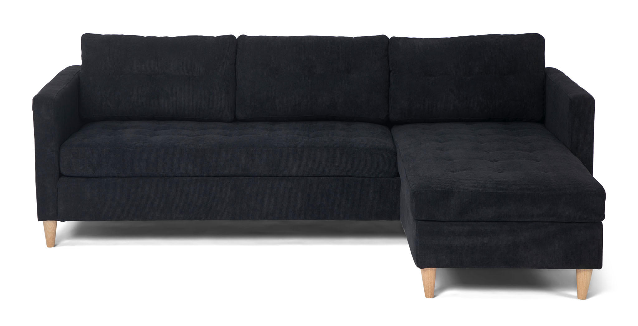 ECKSOFA Samt schwarz - Schwarz, Textil (219/151cm) - ebuy24