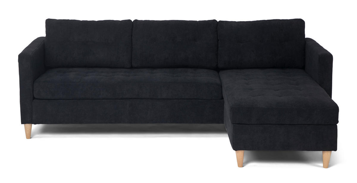 ECKSOFA Samt schwarz - Schwarz, Textil (219/151cm) - ebuy24