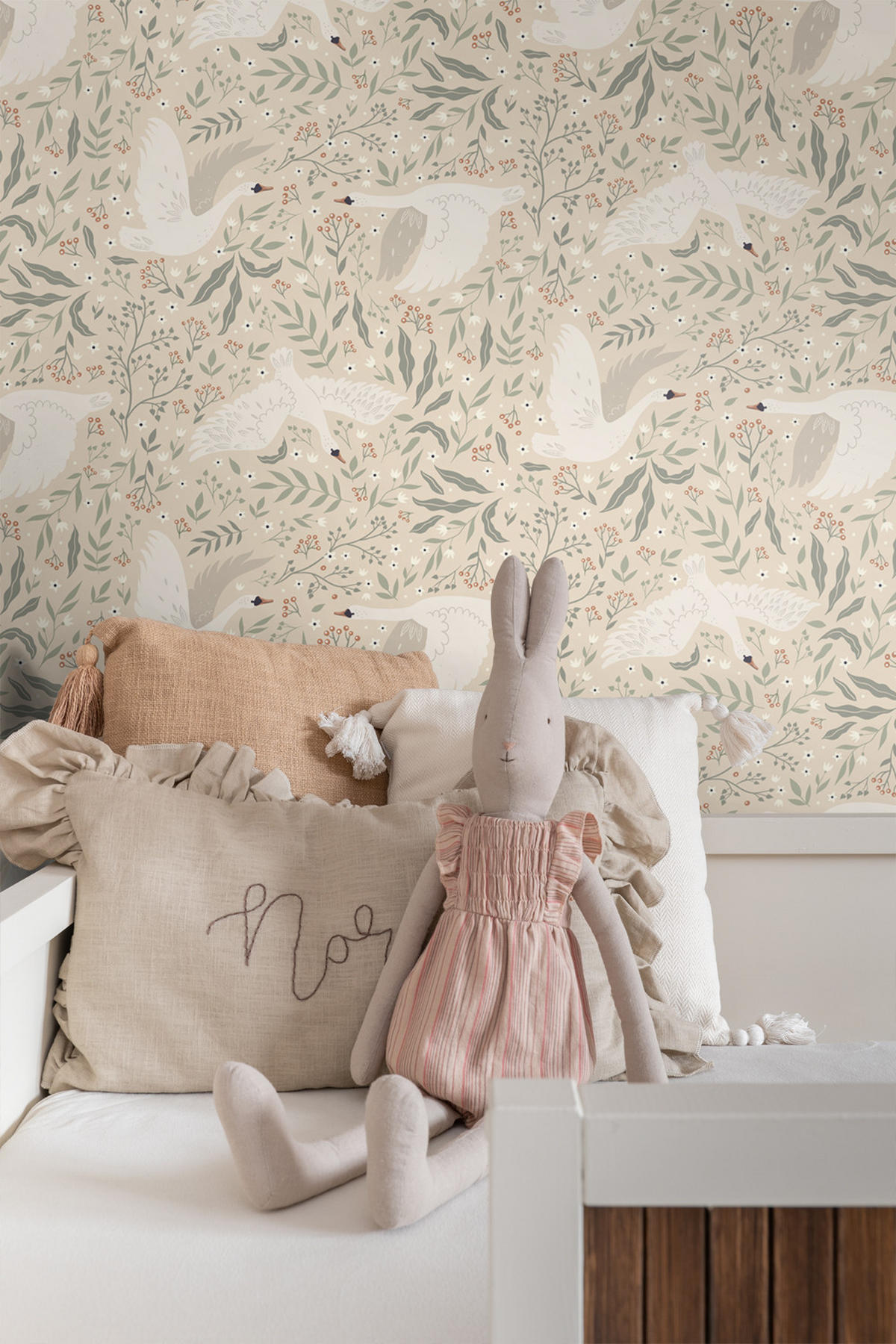TAPETE Schwäne 53 cm x 10.05 m - Beige, Papier (53/0.1cm) - ESTAhome