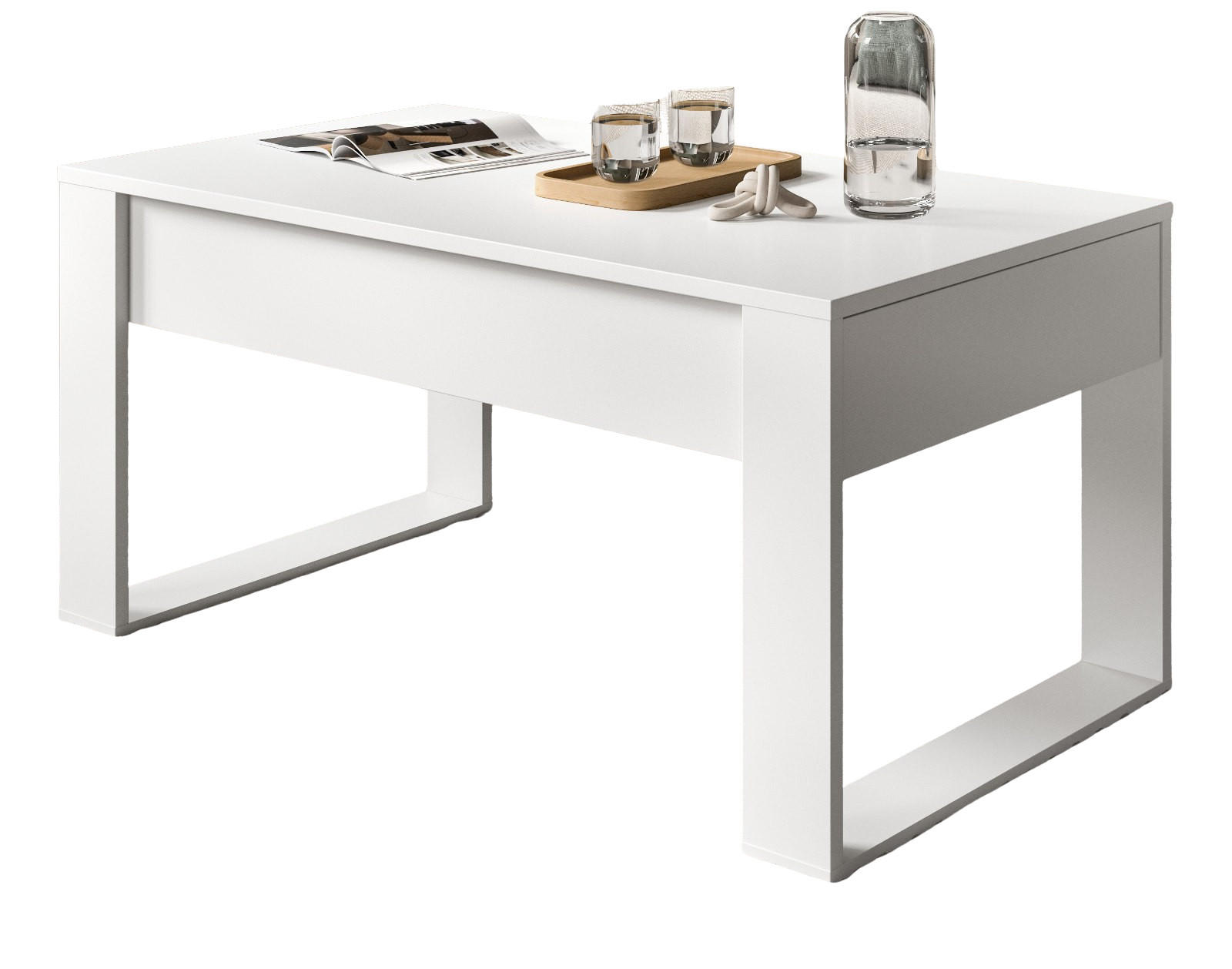 COUCHTISCH weiß, Beistelltisch mit 2x Schubkasten, 110 x 60 cm Jonte - Weiß, Holzwerkstoff (110/60/53cm) - Inn.Furn