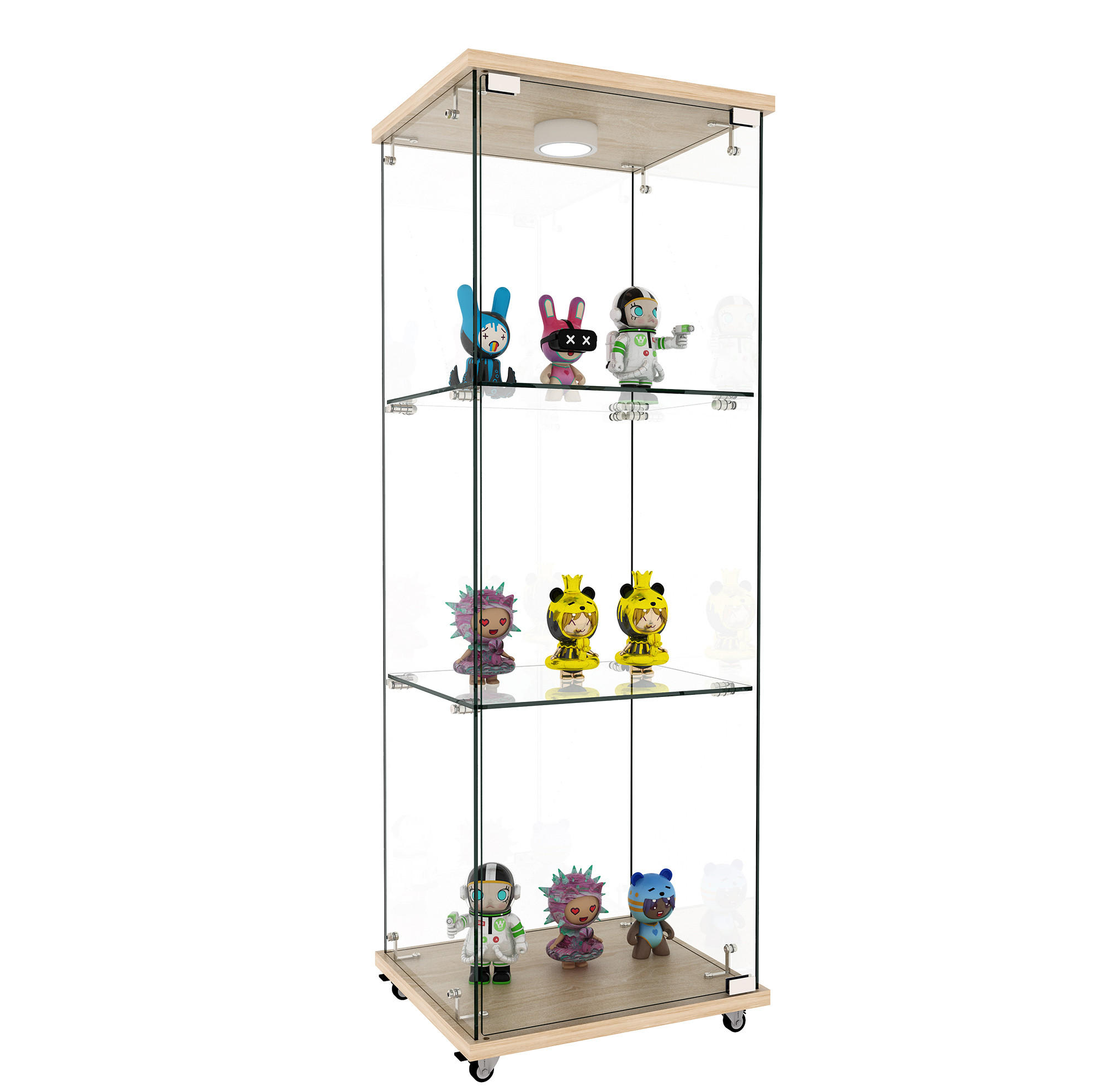 VITRINE 120/42.5/36.5 cm Natur aus MDF und Glas mit LED-Beleuchtung - Naturfarben, Holzwerkstoff (36.5/120/42.5cm) - OKMYHOME