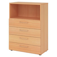 SCHUBLADENSCHRANK - 4 Schübe 42/80/110 cm in Buchefarben - Buchefarben, Holzwerkstoff (80/110/42cm) - bümö