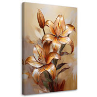 WANDBILD lilie blume orange botanik gemalt - Beige, Textil (40/60cm) - Feeby