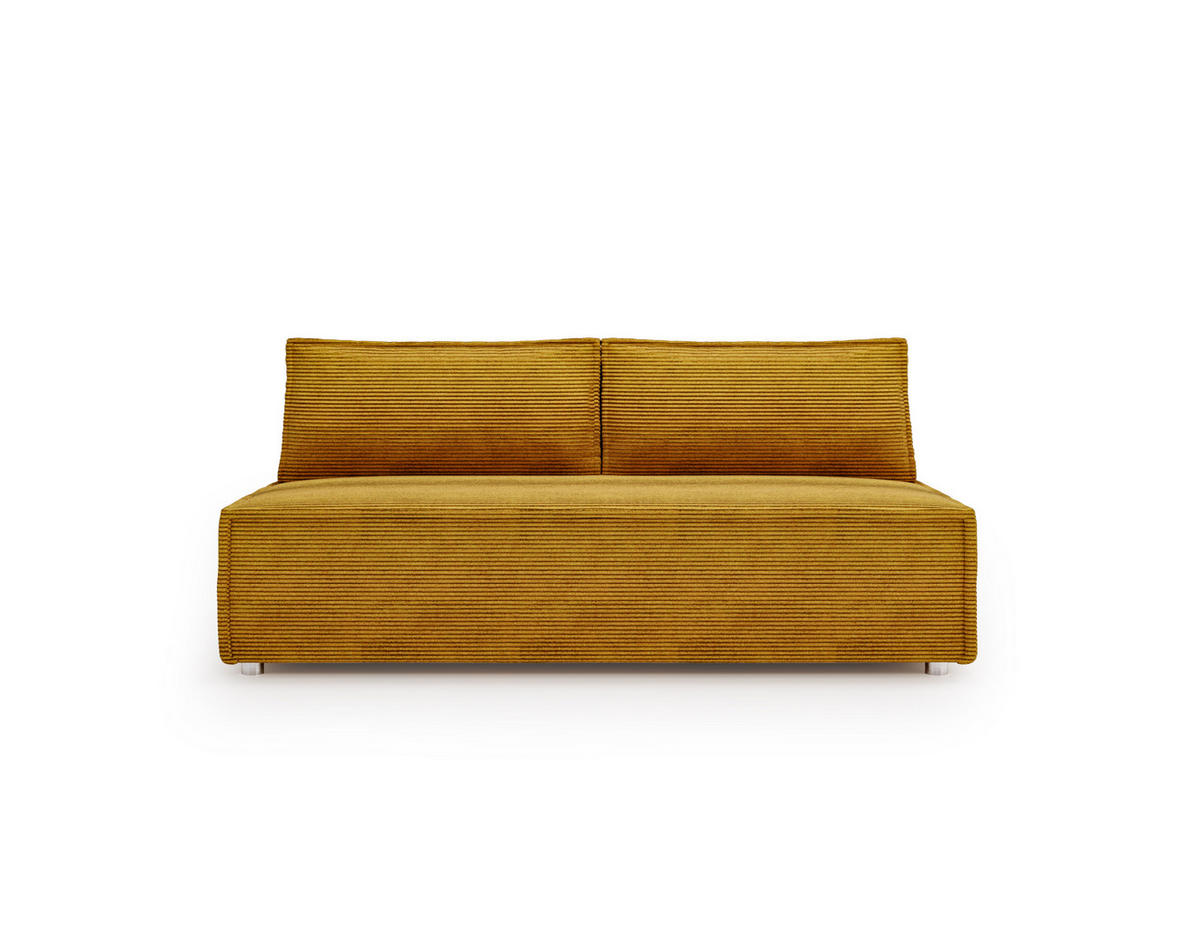 SCHLAFSOFA Mit Bettkasten DUO Poso Stoff Senffarbe - Gelb, Holz (198/89/90cm) - Kaiser Möbel
