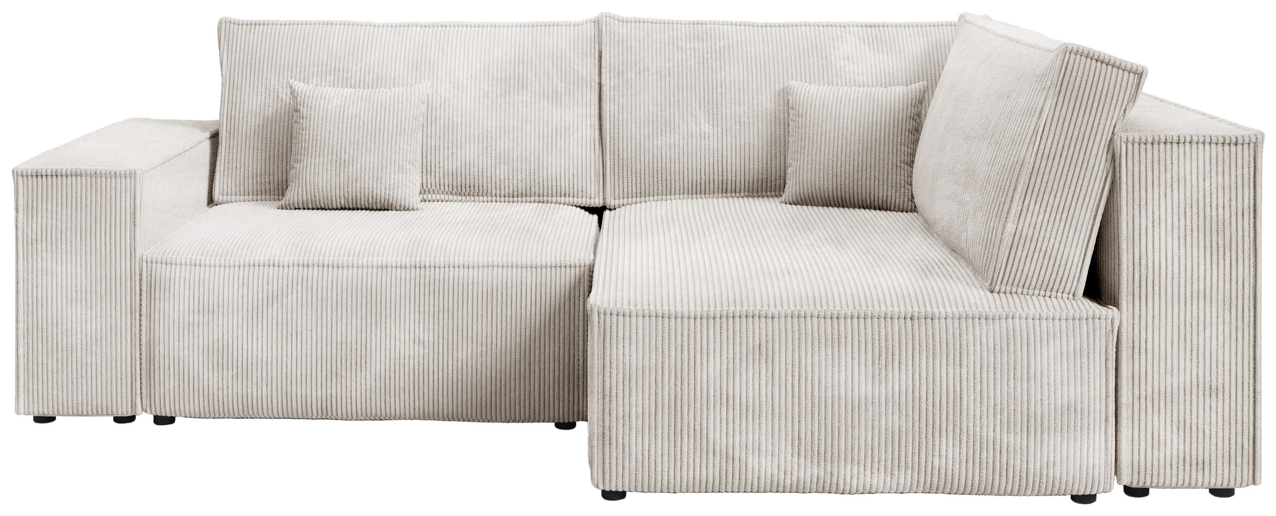 ECKSOFA Pedro Duo mit Schlaffunktion Weiß Cord - Weiß, Textil (246/153cm) - Bromarkt