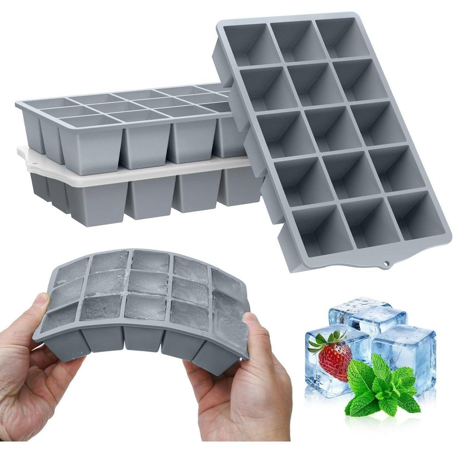 EISWÜRFELFORM Silikon 4 Stück Set Grau - Grau, Kunststoff (11/3.5/19cm)