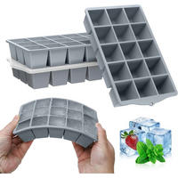 EISWÜRFELFORM Silikon 4 Stück Set Grau - Grau, Kunststoff (11/3.5/19cm)