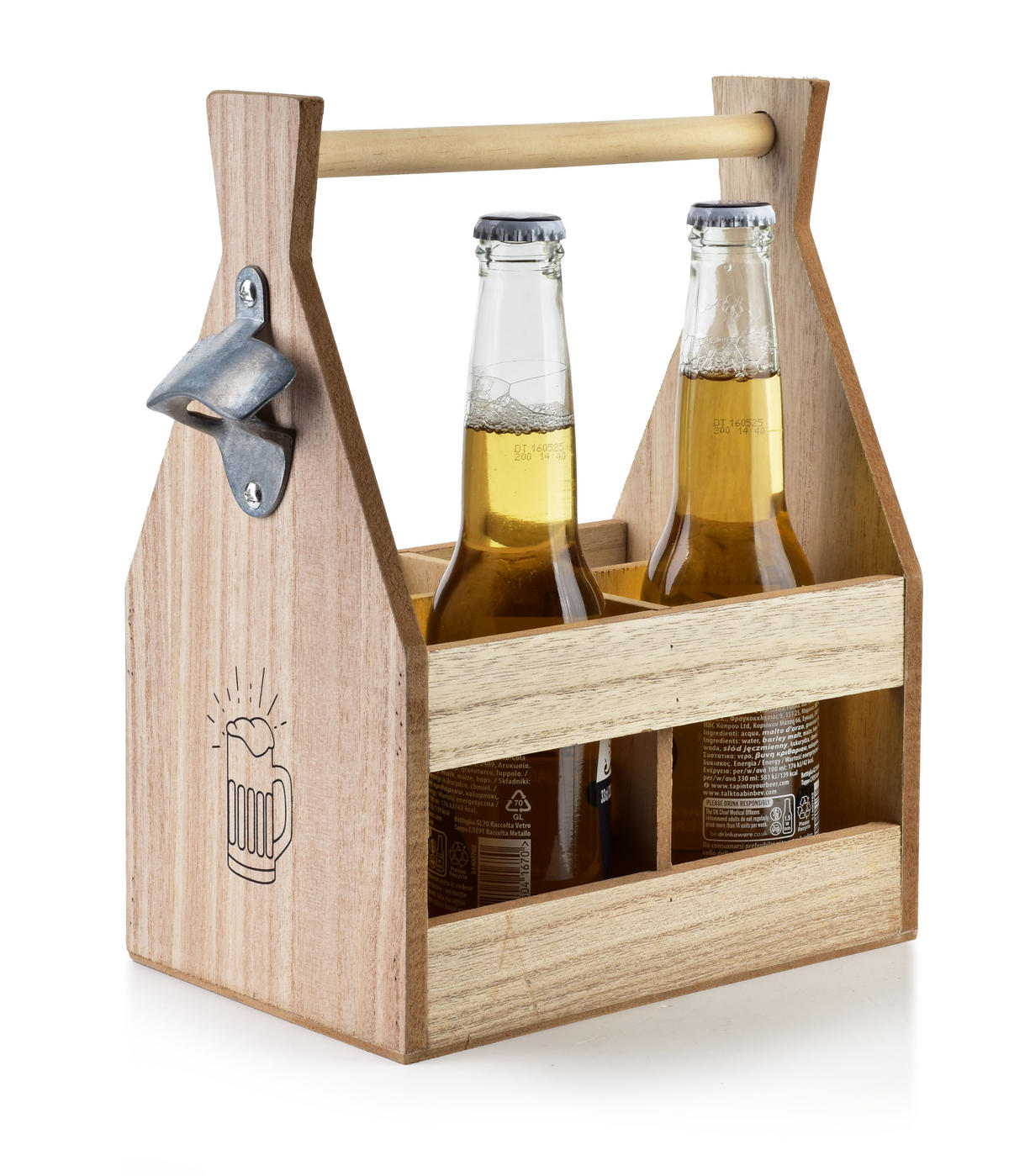 FLASCHENTRÄGER Daz Braun 22/14.5/28 cm Holz - Braun, Holz (14.5/28/22cm) - Mondex