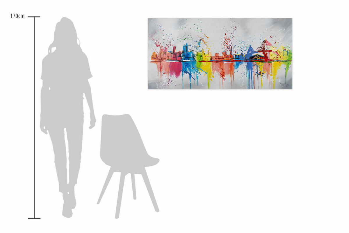 ACRYLBILD HANDGEMALT 120/60 cm - Multicolor/Grau, Holz/Textil (120/60cm) - KUNSTLOFT