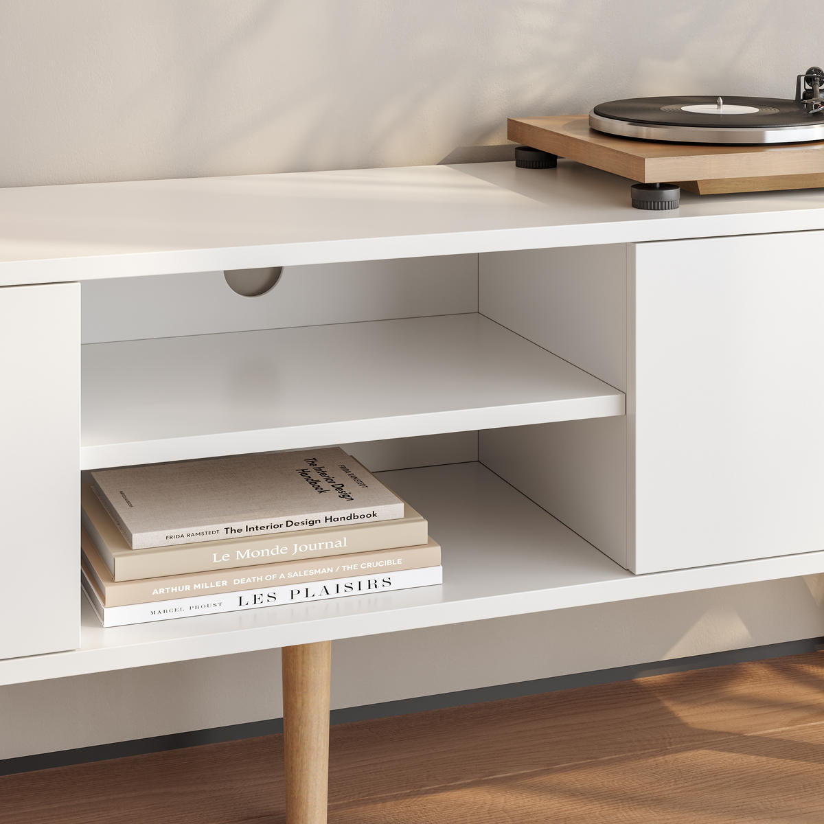 LOWBOARD Eskilstuna - Weiß, Holz/Holzwerkstoff (120/46.5/29.5cm) - [en.casa]