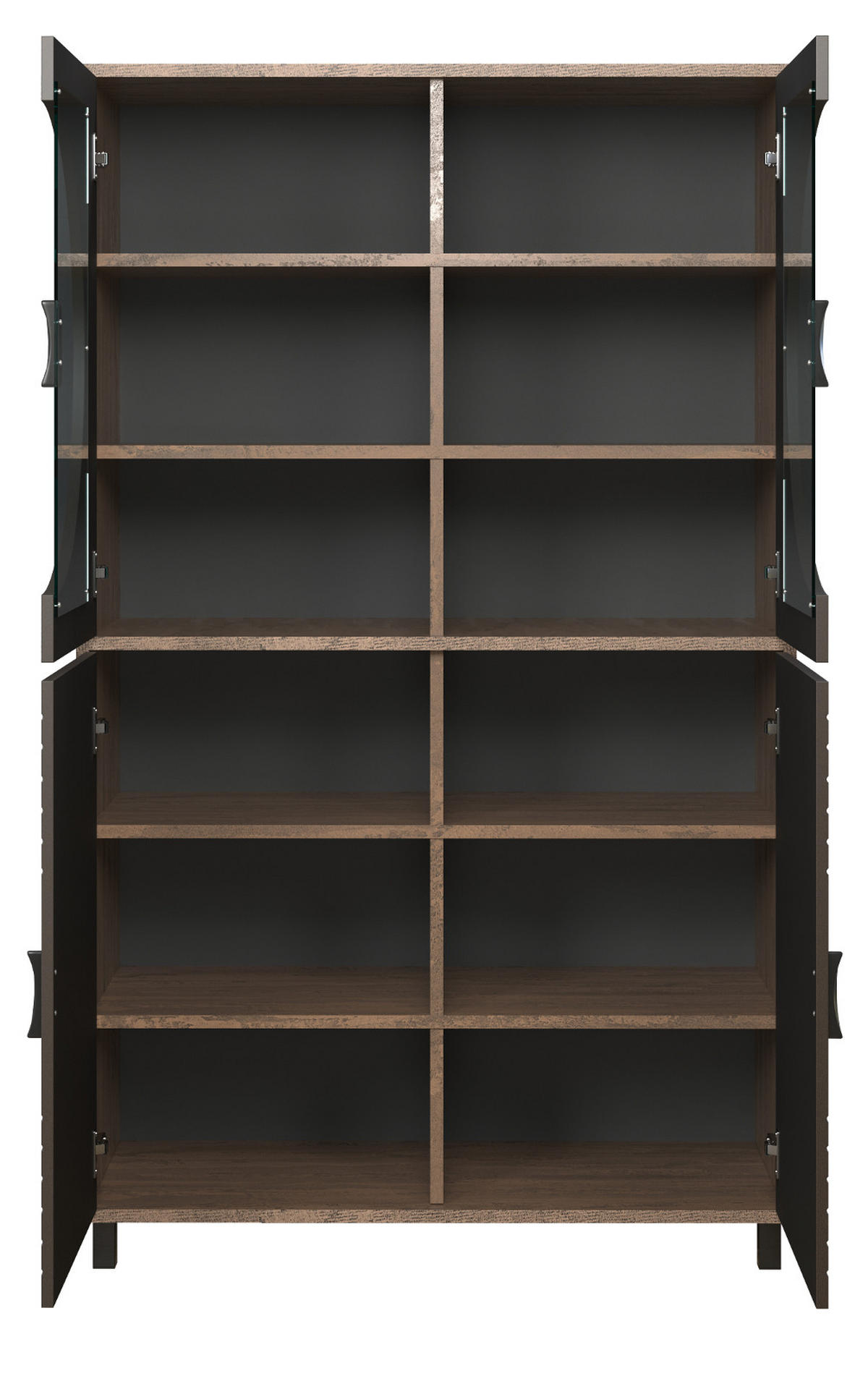 VITRINE Bronze und Rostoptik 97 x 163 cm, Highboard mit Soft-Close - Rostfarben/Schwarz, Glas/Holzwerkstoff (97/163/42cm) - Top.Furn