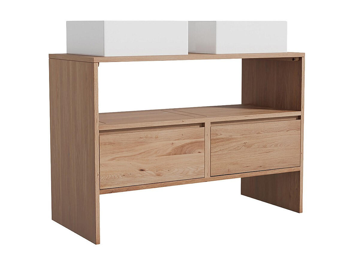 DOPPELWASCHTISCH - 110 cmcm x 50 cmcm - Holz, Platte - Naturfarben Hell - CAVIZO - Naturfarben, Holz (110/78/50cm) - Vente-Unique