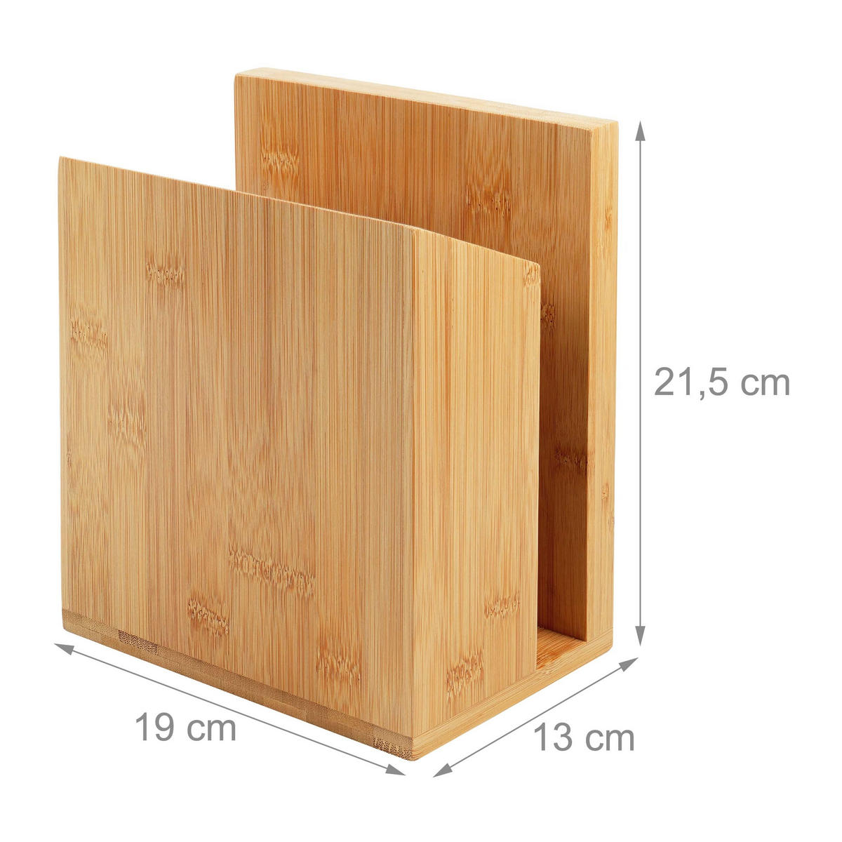 MESSERBLOCK Natur Bambus magnetisch mit Utensilienhalter 21,5 cm - Hellbraun, Holz (19/21.5/13cm) - Relaxdays