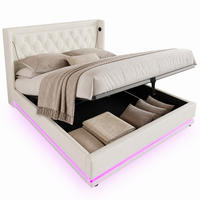 ČALOUNĚNÁ POSTEL 160/200 cm bílá, úložný prostor, LED, USB, Type-C - bílá, kov/kompozitní dřevo (160/200cm) - STILVORA