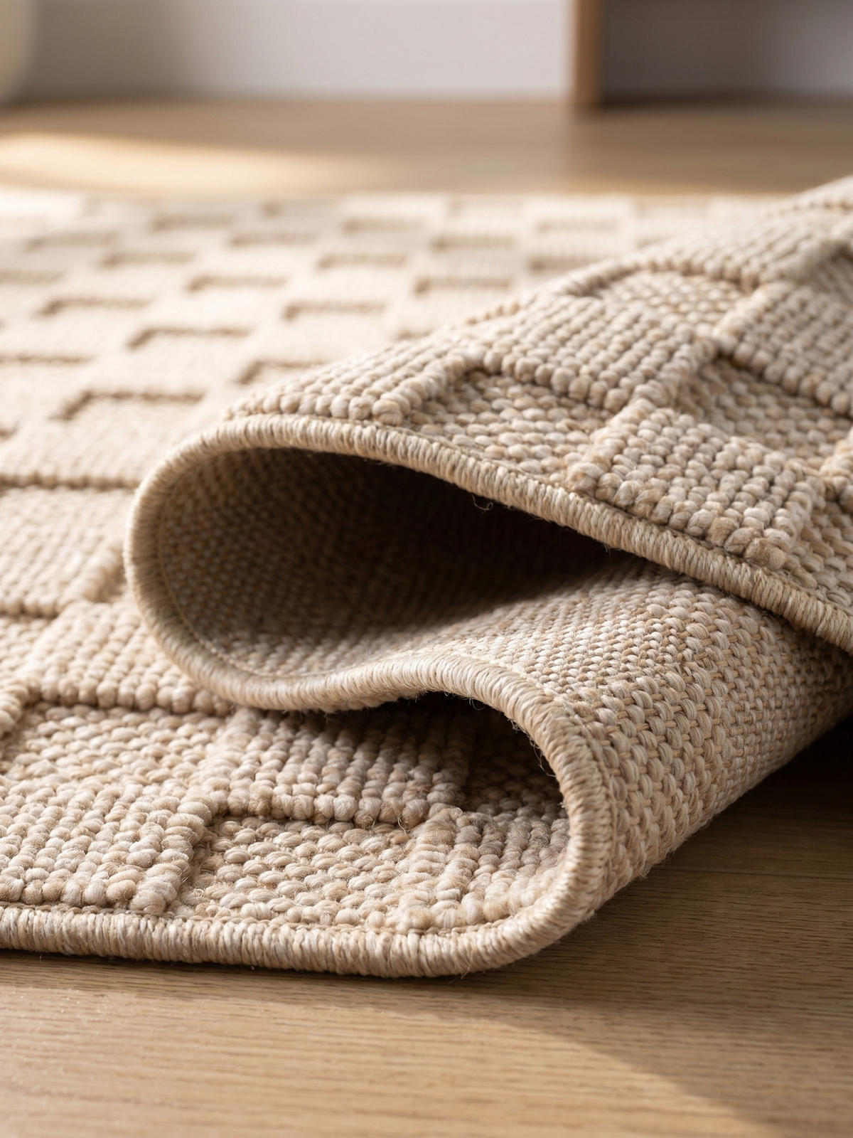 TEPPICH Flachgewebe LANGAU in Beige, mit Schachbrettmuster, 200 x 290 cm - Beige, Textil (200/290cm) - KADIMA DESIGN