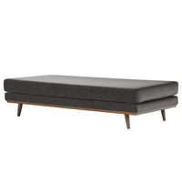 HOCKERBANK - Eichefarben/Dunkelgrau, Eichenholz/Textil (180/43/81cm) - home24