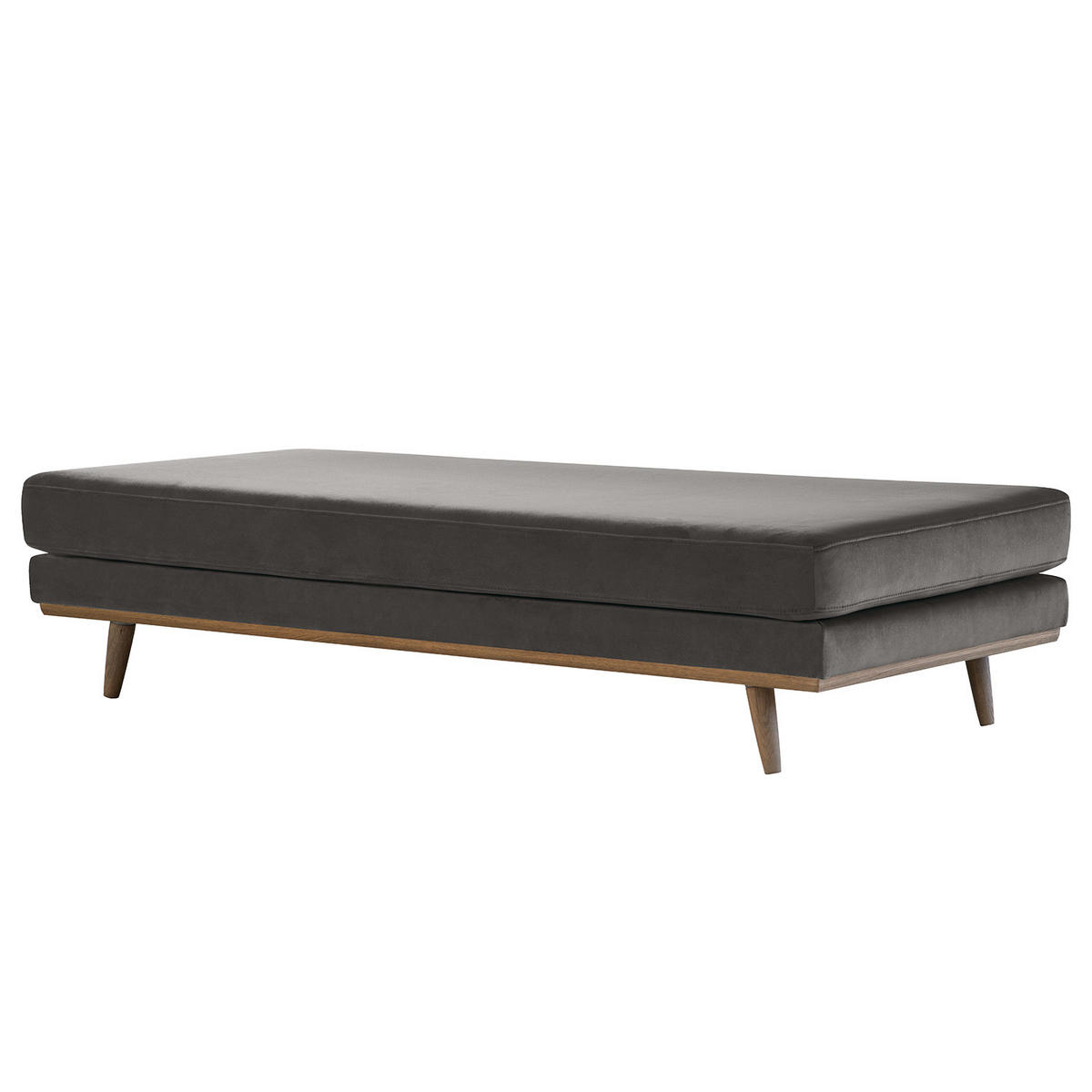 HOCKERBANK - Eichefarben/Dunkelgrau, Eichenholz/Textil (180/43/81cm) - home24