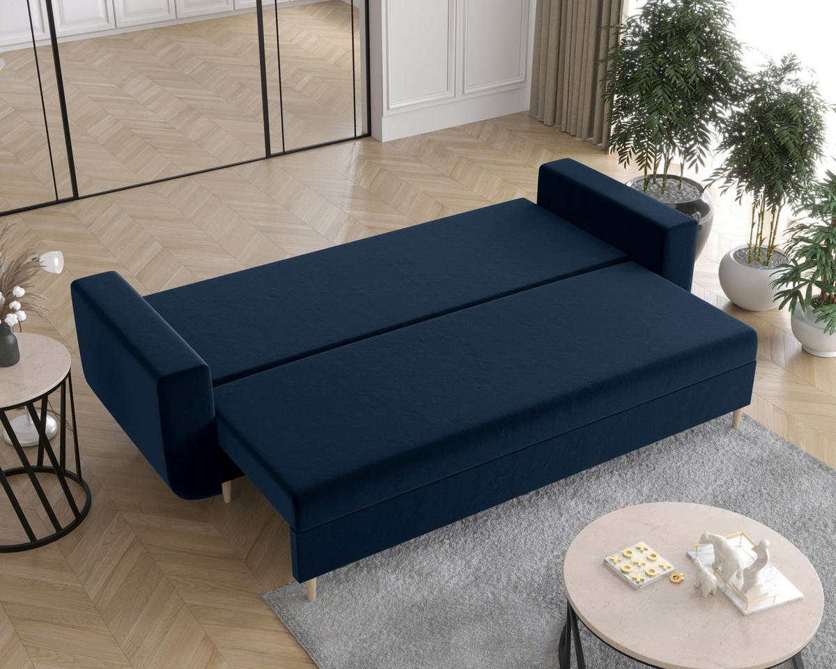 SOFA DELFIN mit Schlaffunktion ITAKA 11 Sofa mit Stauraum - Dunkelblau, Textil (90/88/240cm) - Bedante