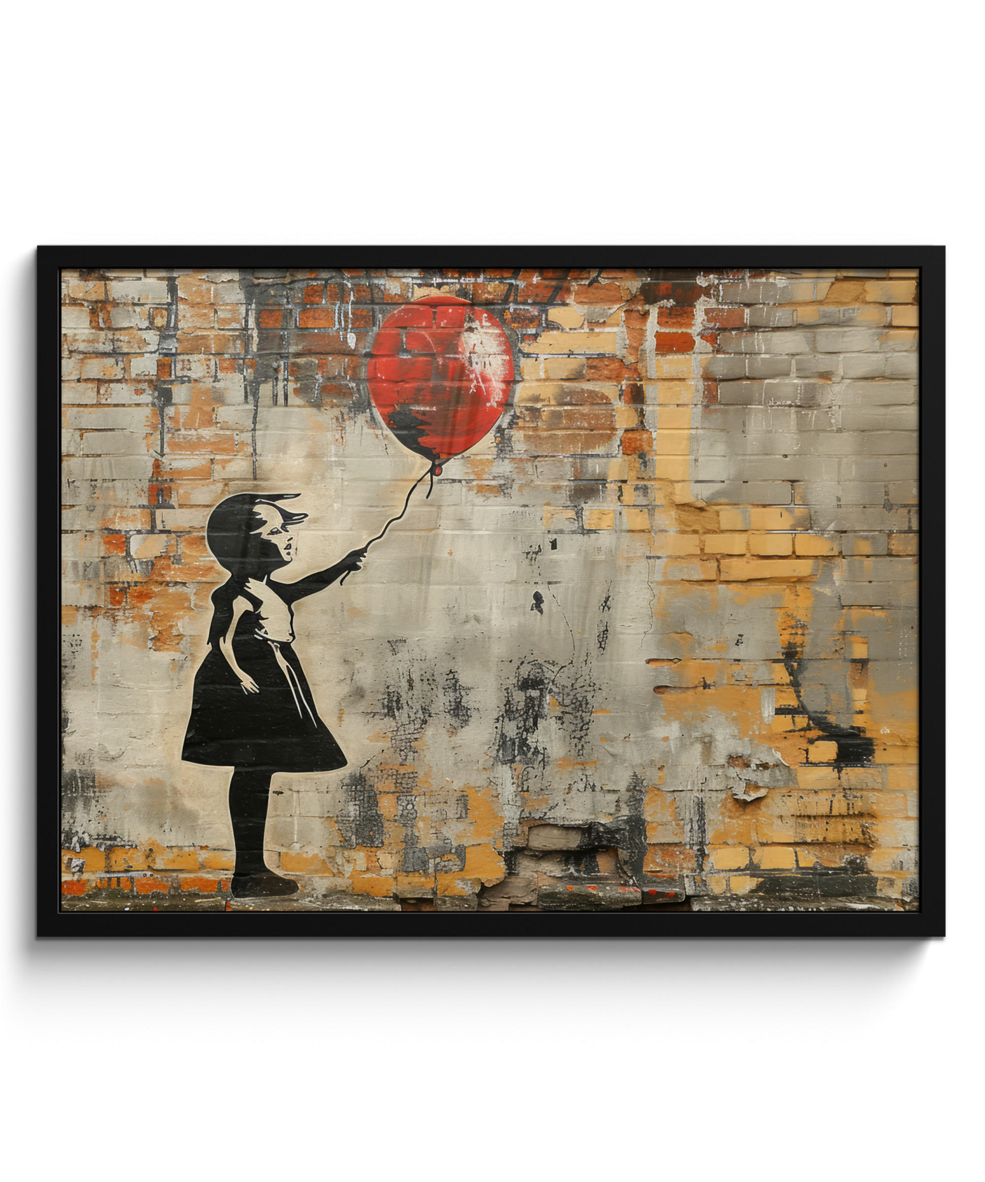 ZARÁMOVANÝ PLAGÁT Graffiti - Banksy - Dievča - Street art 80x60 cm - piesková, papier (80/60cm) - MuchoWow