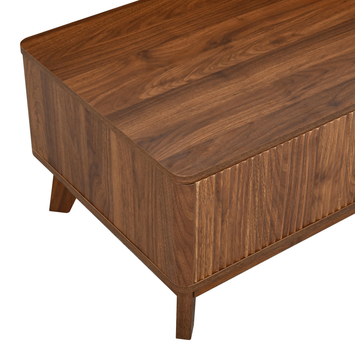 COUCHTISCH 95/48/50 cm mit höhenverstellbarer Tischplatte und Stauraum, Wellenoptik, Nussbaum - Walnussfarben, Holzwerkstoff (95/48/50cm) - Redom
