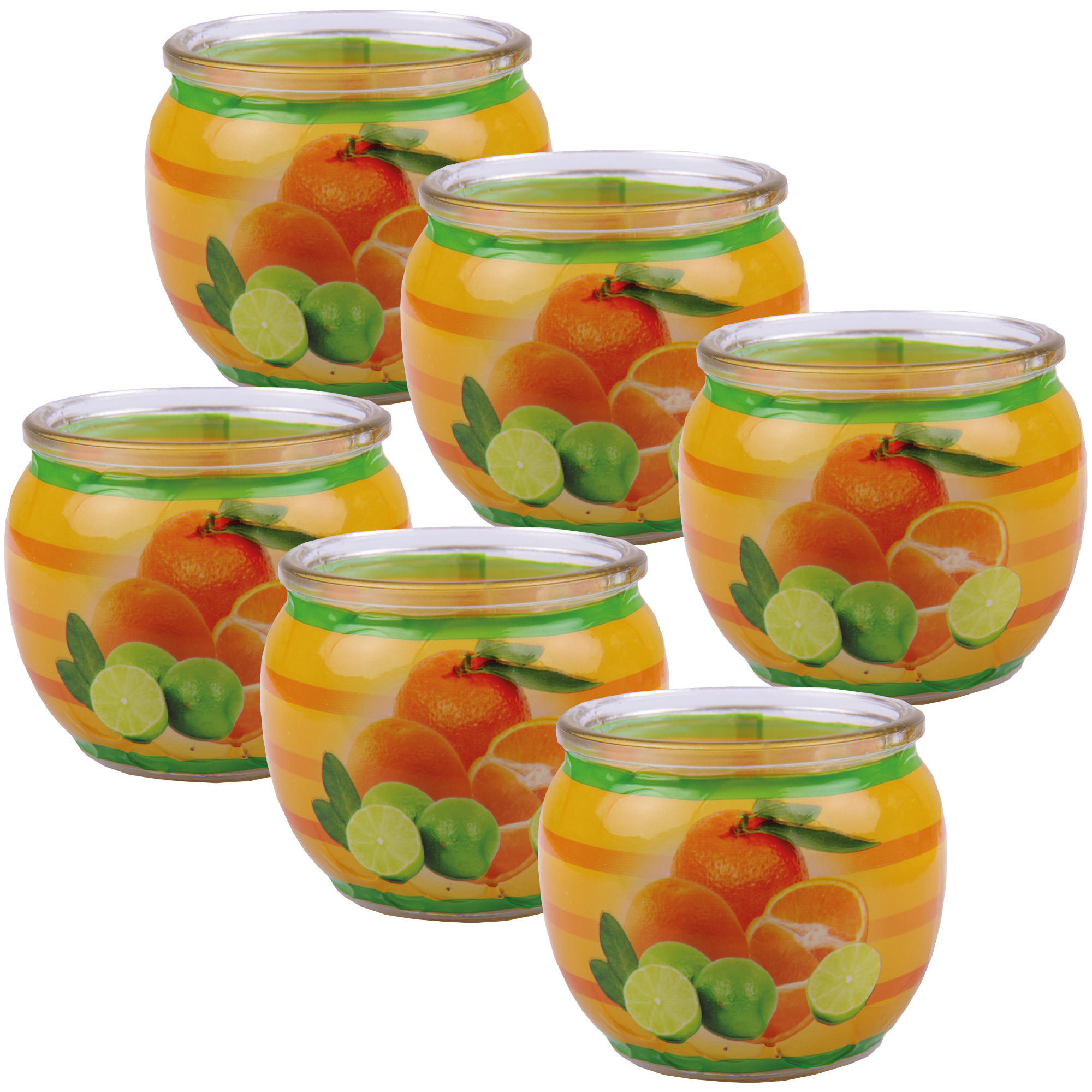 DUFTKERZEN Glas 6er-Pack Citrus Fruits - Dunkelgelb, Naturmaterialien (7/6cm)