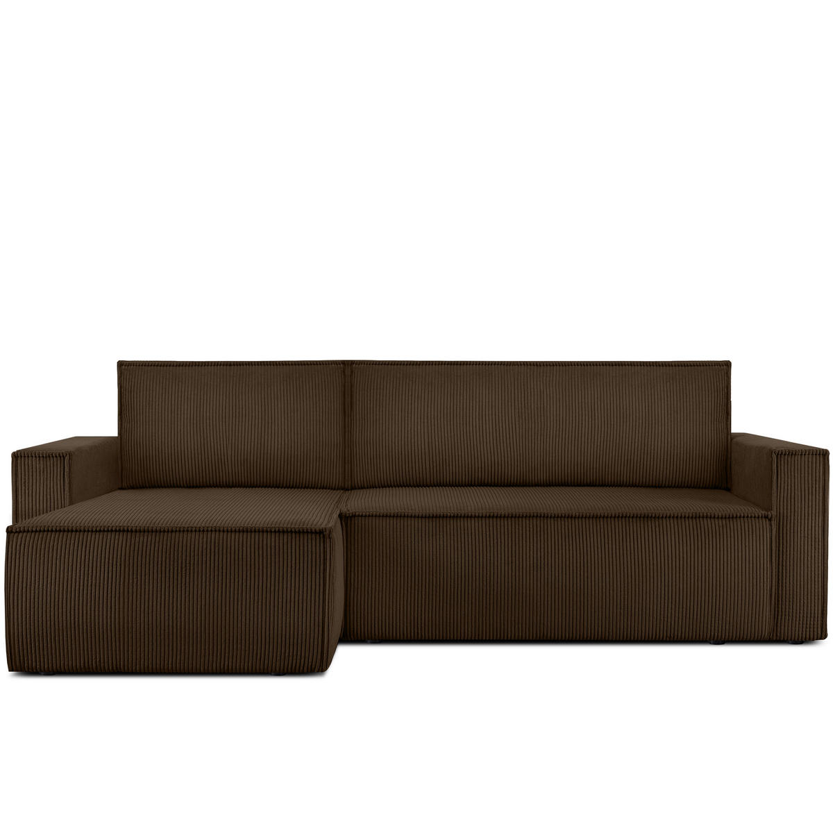 ECKSOFA-LINKS/RECHTS NAPI Schlaffunktion mit Cordbezug, dunkelbraun - Dunkelbraun/Schwarz, Textil (246/148cm) - KONSIMO®