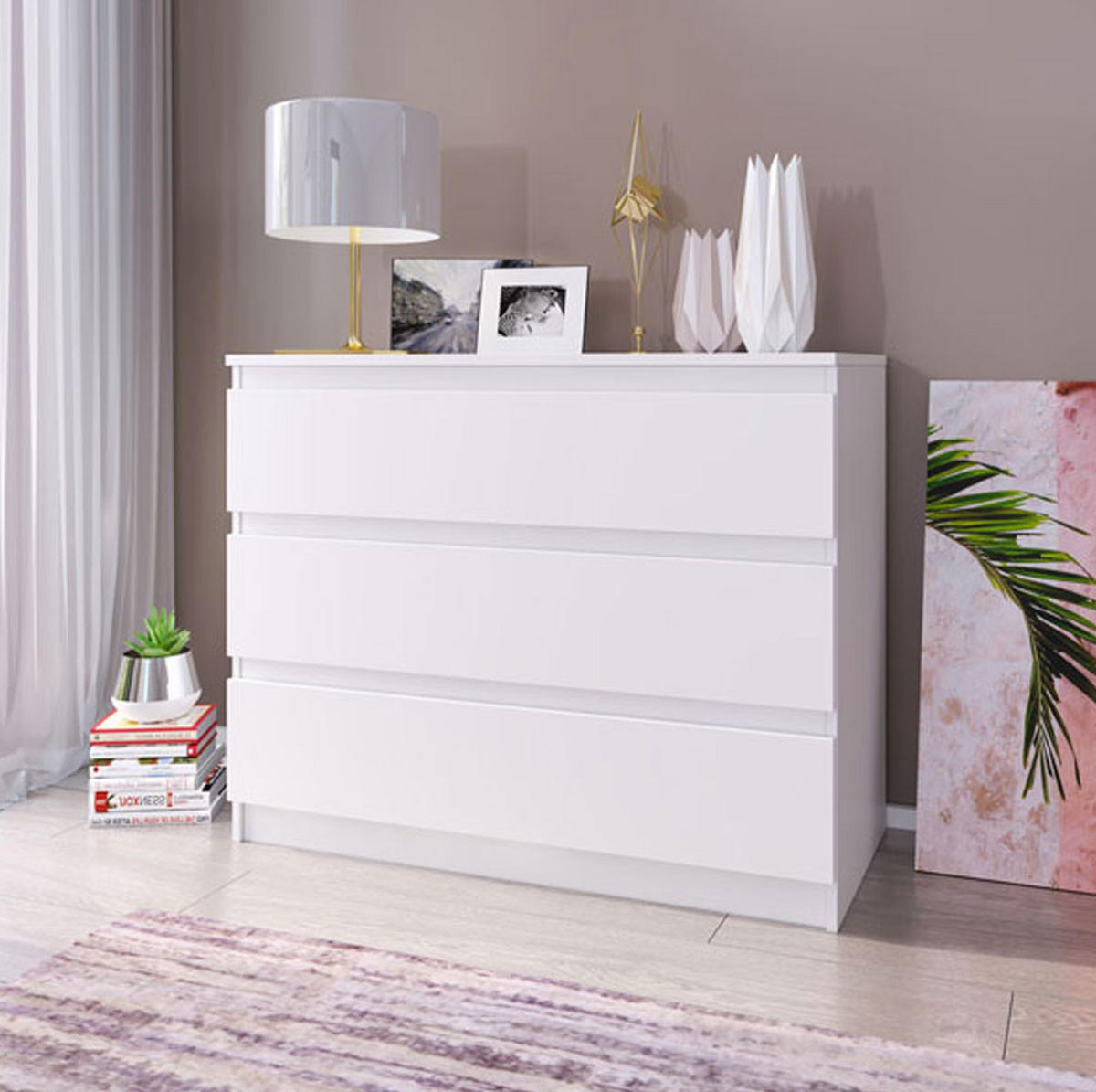 KOMMODE A12b weiß 106 / 45 / 84cm - Weiß, Holz/Holzwerkstoff (106/84/45cm) - Feldmann-Wohnen