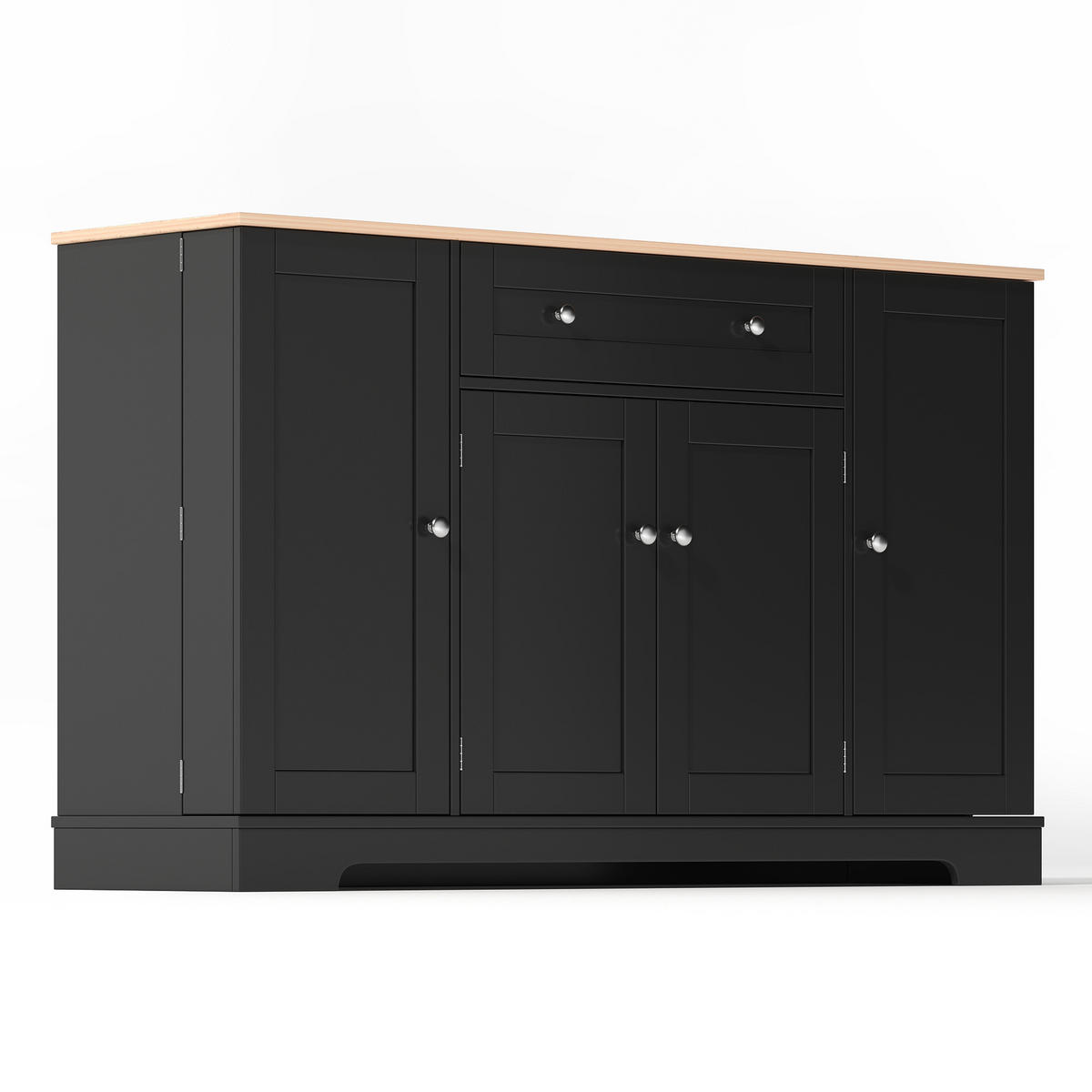 MODERNER Hochschrank aus MDF in Schwarz mit Schublade, Doppeltür und höhenverstellbaren Einlegeböden, Euro-Design, 138/40/85 cm, Schwarz - Schwarz, Holzwerkstoff (138/85/40cm) - Redom