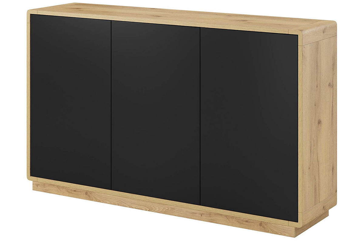 KOMMODE Aston Taurus Eiche / schwarz 160 / 40 / 74cm - Schwarz/Braun, Holzwerkstoff (160/74/40cm) - Feldmann-Wohnen