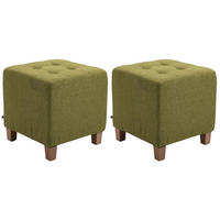 SITZHOCKER 2er Set Celis Stoff Grün Hocker Schlafzimmer - Grün, Textil (45/46/45cm) - DELUKE