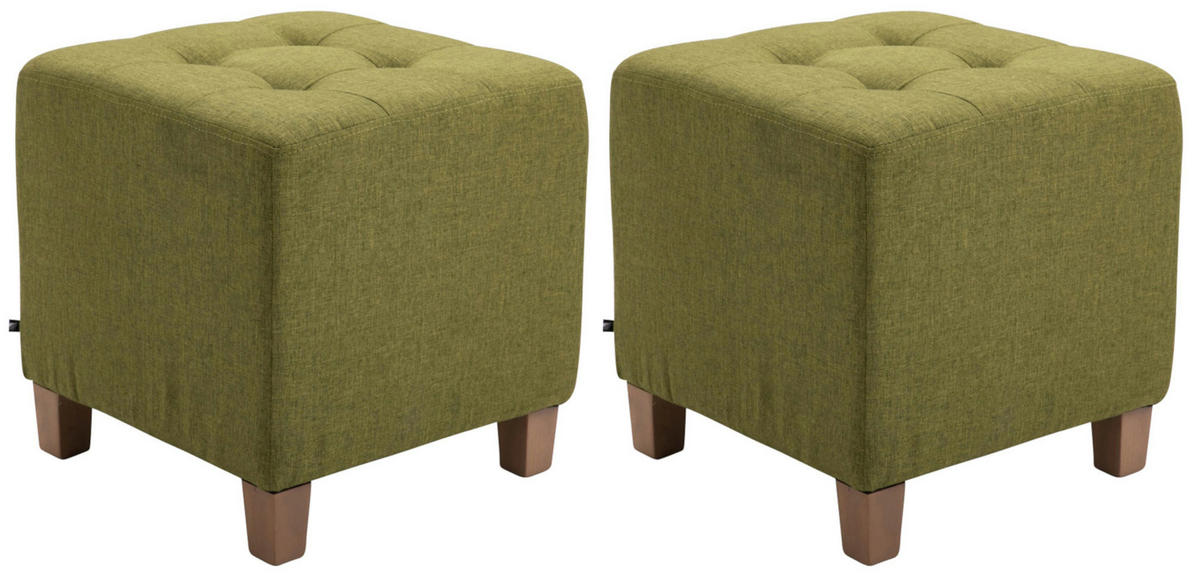 SITZHOCKER 2er Set Celis Stoff Grün Hocker Schlafzimmer - Grün, Textil (45/46/45cm) - DELUKE