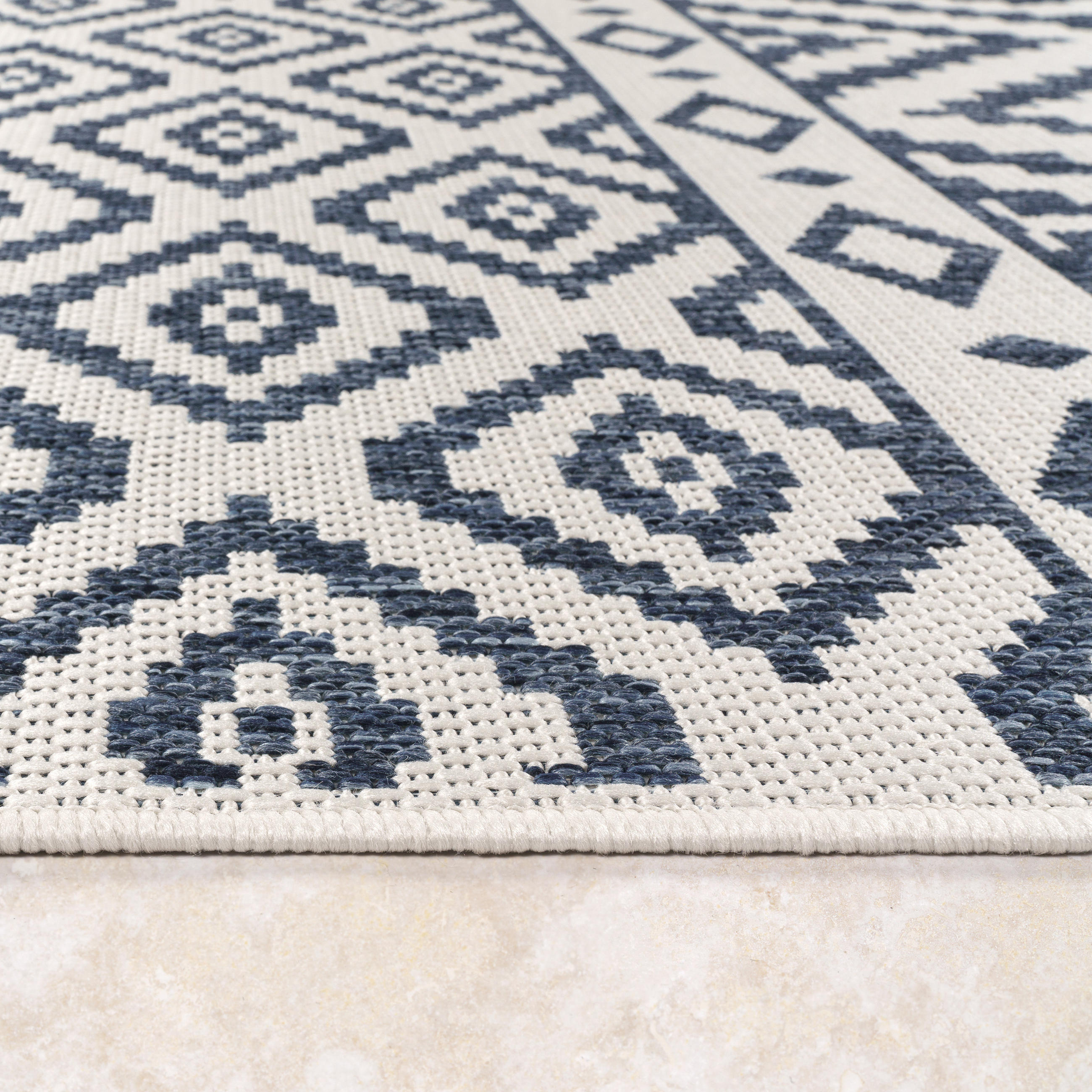Thumbnail - Paco Home Outdoorteppich, Blau, Textil, Rechteckig, 80x200 cm, strapazierfähig, für Fußbodenheizung geeignet, Teppiche &...