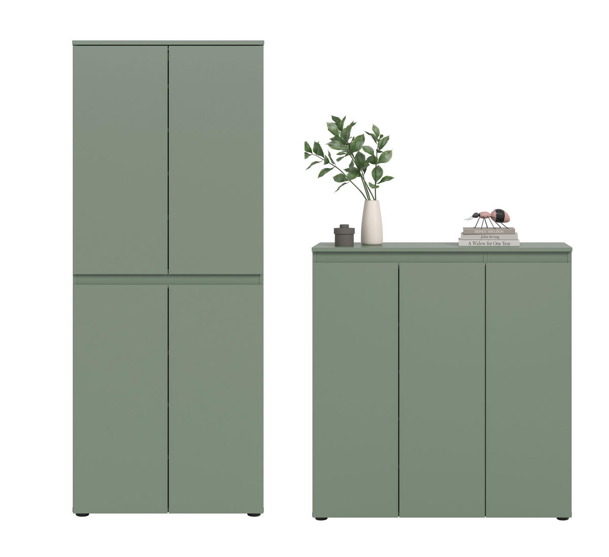 UNIVERSALSCHRANK SCARPA 2-tlg. (B/H/T: ca. 190/175/37 cm) in Smoke Green/Smoke Green - Dunkelgrün, Holzwerkstoff (190/175/37cm)