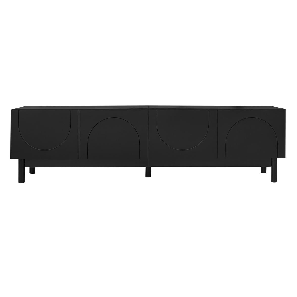 TV-LOWBOARD aus MDF und Holzwerkstoff 169x34x45,5 cm Schwarz mit 4 Türen und viel Stauraum - Schwarz, Holzwerkstoff (169/45.5/35cm) - Modfu