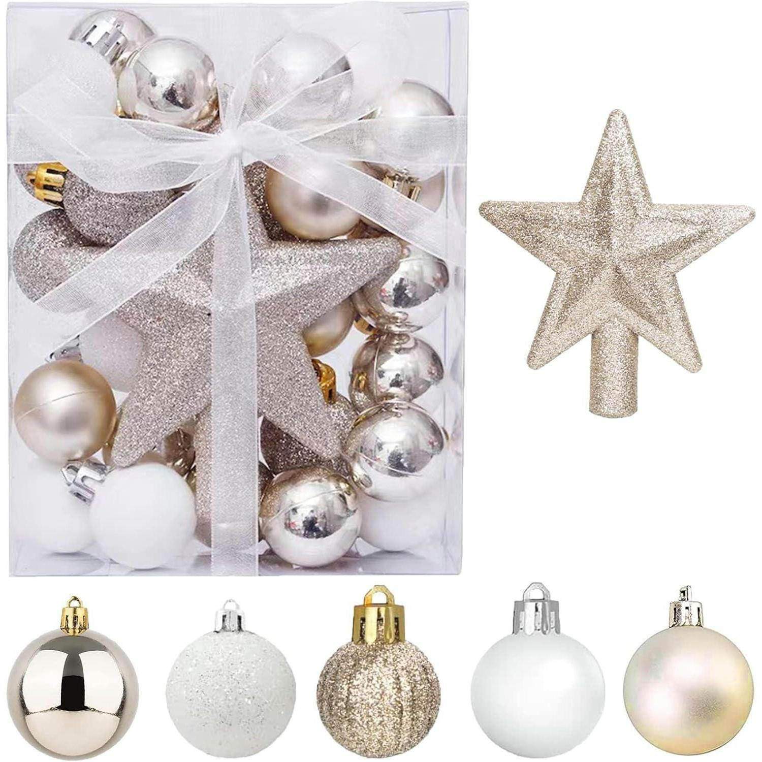 WEIHNACHTSKUGELN 30-teiliges Set 3 cm Gold & Weiß - Multicolor, Kunststoff (11/3/95cm)