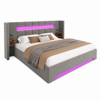 BETT mit Stauraum, USB & LED 180x200 cm Samt Dunkelgrau - Dunkelgrau, Metall (180/200cm) - Meubliv