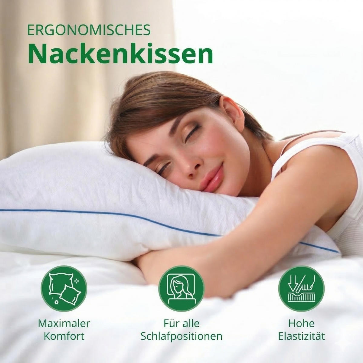NACKENISSEN Memory Foam Kissen 40x80 - Weiß, Textil (40/80cm) - Schlaftroll