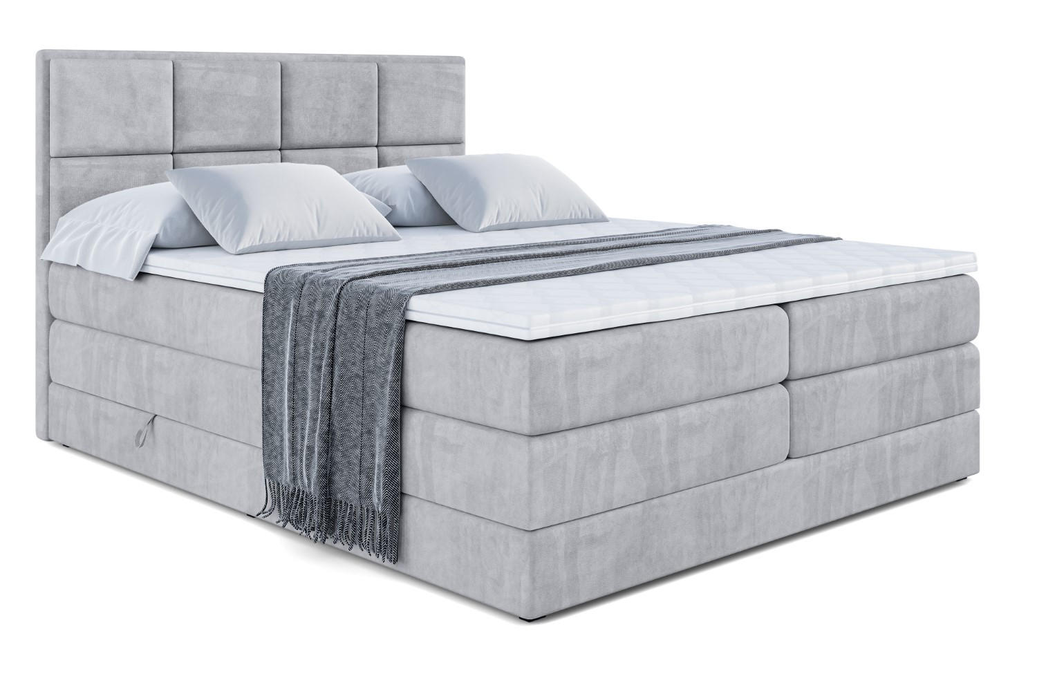 BOXSPRINGBETT NOVA KING - 140 x 200 - H3/H4 - Hellgrau - Hellgrau, Holzwerkstoff (140/200cm) - ALTDECOR