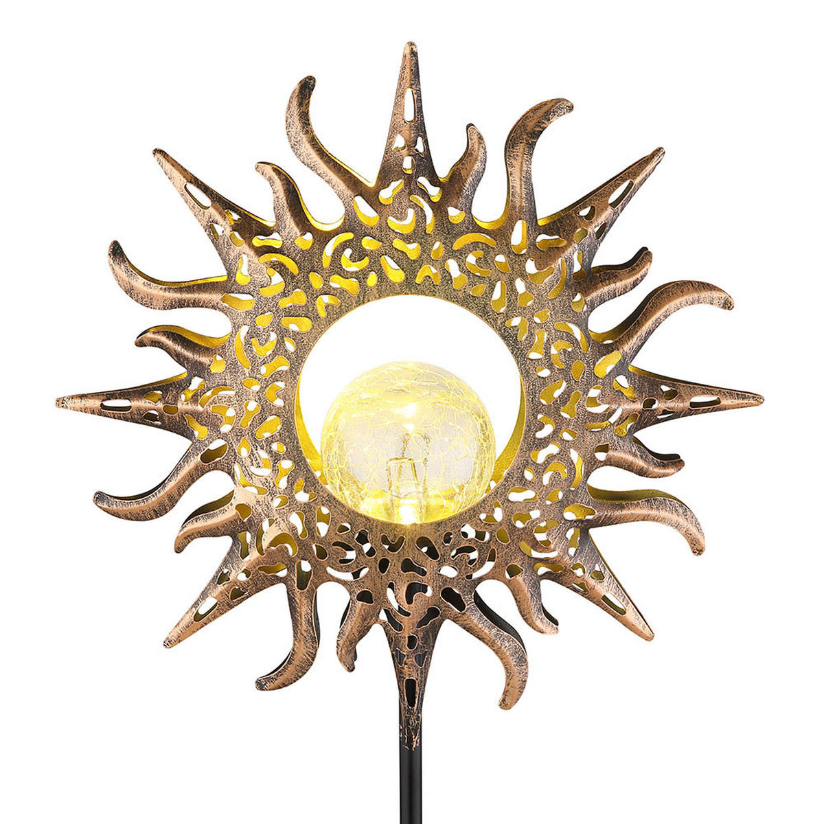 LED AUSSENLEUCHTE Solar Steckleuchte Rost Braun - Braun, Glas (24.2/24.2/81.5cm) - Globo Lighting