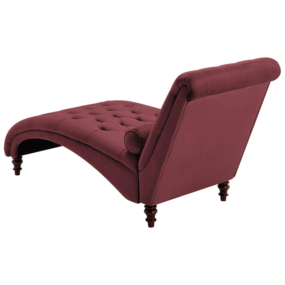 CHAISELONGUE Samtstoff burgunderrot Muret - Dunkelbraun/Rot, Textil (163/87/72cm) - Beliani