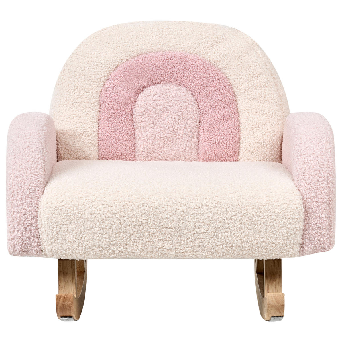 KINDERSCHAUKELSTUHL Regenbogen Bouclé Pastellrosa Ombo - Pink, Textil (44/48/53cm) - Beliani
