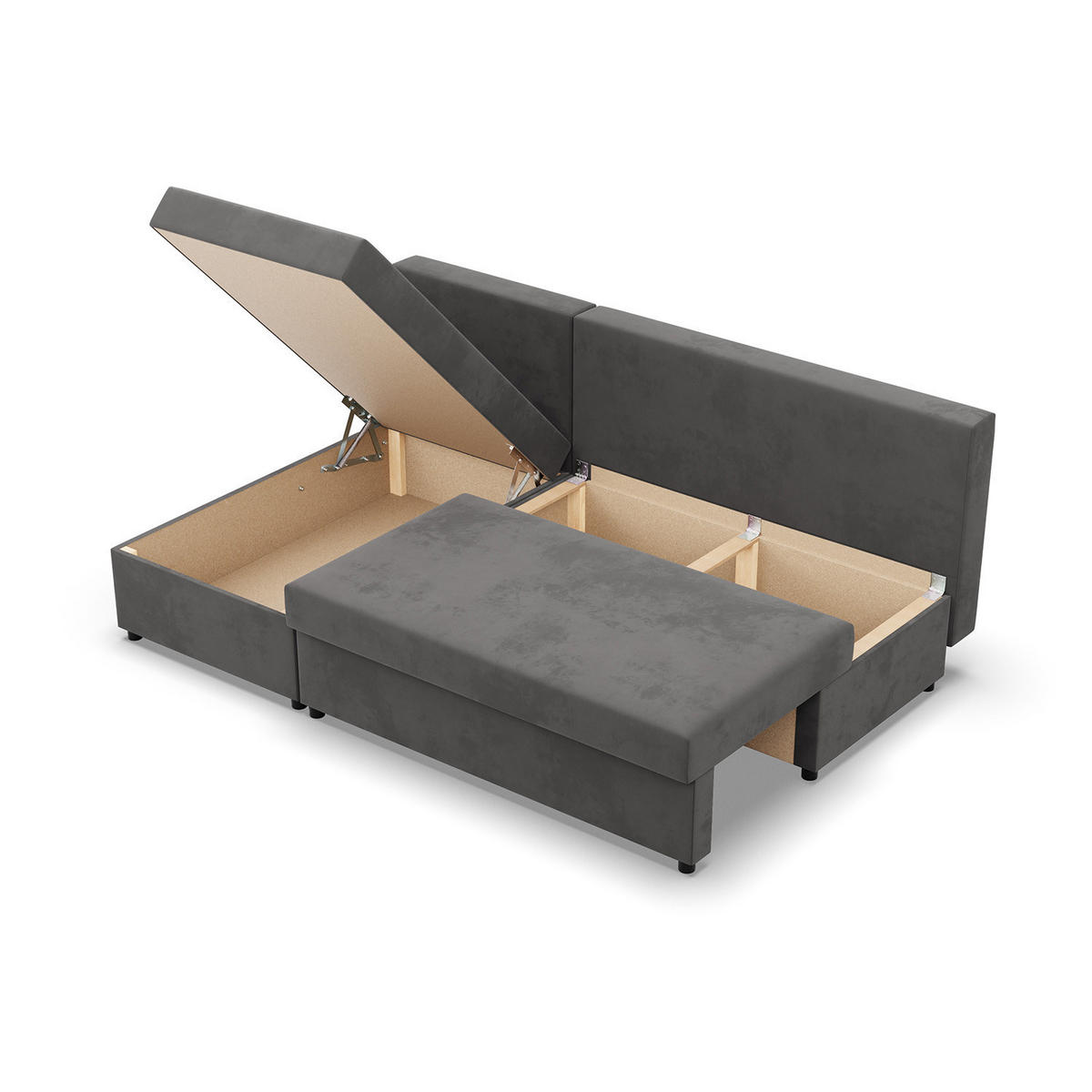 ECKSOFA MIT SCHLAFFUNKTION KEMI Grau/Weiß - Weiß/Grau, Textil (135/201cm) - Mebligo