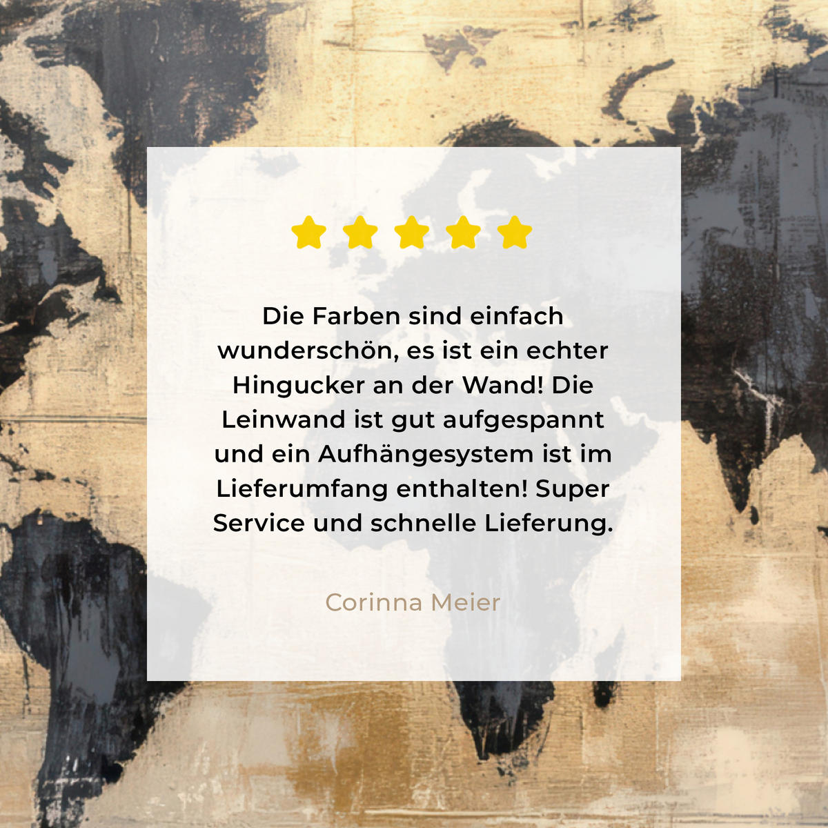 LEINWANDBILD Weltkarte - Gold - Schwarz - Abstrakt Deko Groß 90x90 cm - Kupferfarben, Textil (90/90cm) - MuchoWow