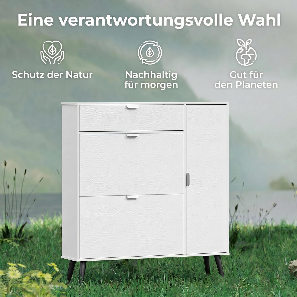 SCHUHSCHRANK Weiß 23.8/99.4/106.6 cm - Weiß, Holzwerkstoff (99.4/106.6/23.8cm)
